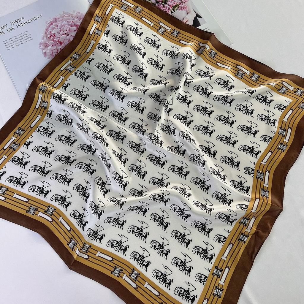 Spring and Autumn New Korean Mulberry Silk Scarf Small Square Scarf Women's Fashion Printing Trend Scarf Silk Long Square Scarf