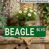 Плоский алюминиевый знак "Beagle Blvd" 2D, 15,7×3,94", Винтажный настенный декор на тему собак для крыльца, сада, домашнего бара, Идеальный подарок