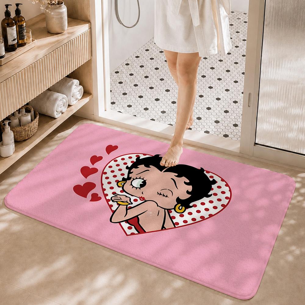 Vintage Cartoon B-Betty Boop Floor Mat Non-Slip Absorbent Floor Mat Decorative Rug for Home Bathroom Bedroom Entryway