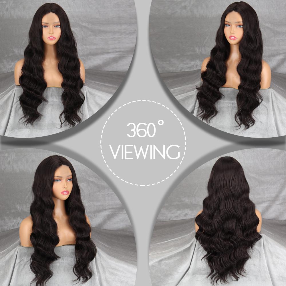 MERISIHAIR Женский модный длинный объемный коричневый парик без челки, парик из синтетического волокна, кружевной передний парик, повседневная одежда, вечеринка