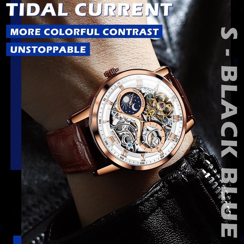 OLEVS Брендовые часы Механические часы Многофункциональные мужские часы с большим циферблатом Мужские часы