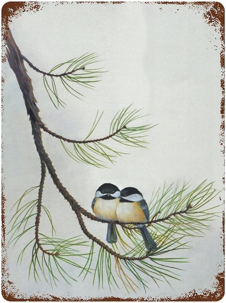 Vintage Chickadee Bird Metal Plaque Sign Retro Poster Tin Signs For Women Men Garden Wall Decor Home B