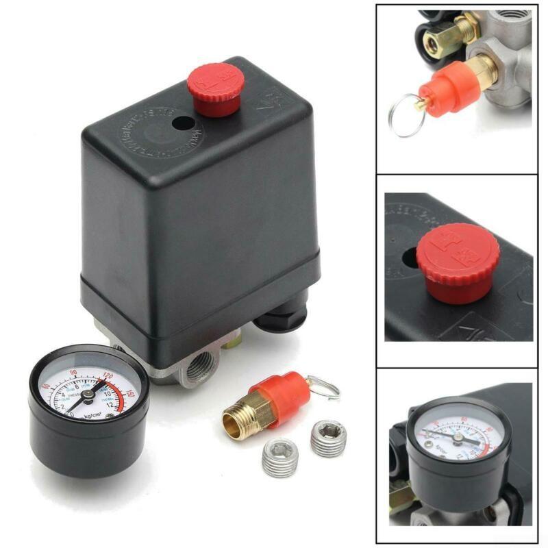 Air Compressor Switch Regulator Kit Pressure Gauge Safety Value Metal Useful