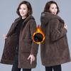 Large Size Mid-length Hooded Padded Jacket Imitation Lamb Fleece Jacket Women's Winter Warm Padded Jacket