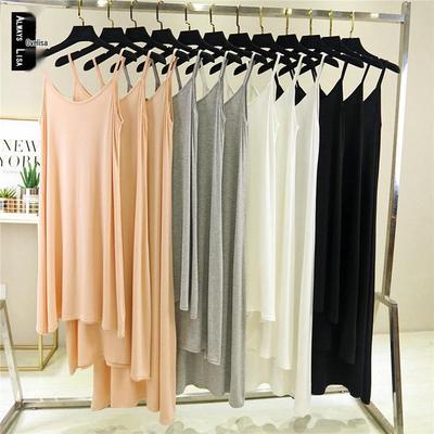 Женское облегающее миди-платье без рукавов из модального хлопка - Большой размер, Летнее с круглым вырезом, Подкладка-комбинация