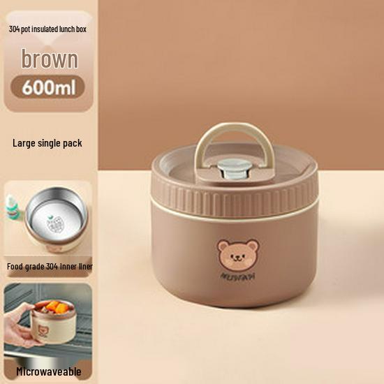 316 Stainless Steel Insulated Double-Layer Microwaveable Bento Lunch Box for Students and Office Workers