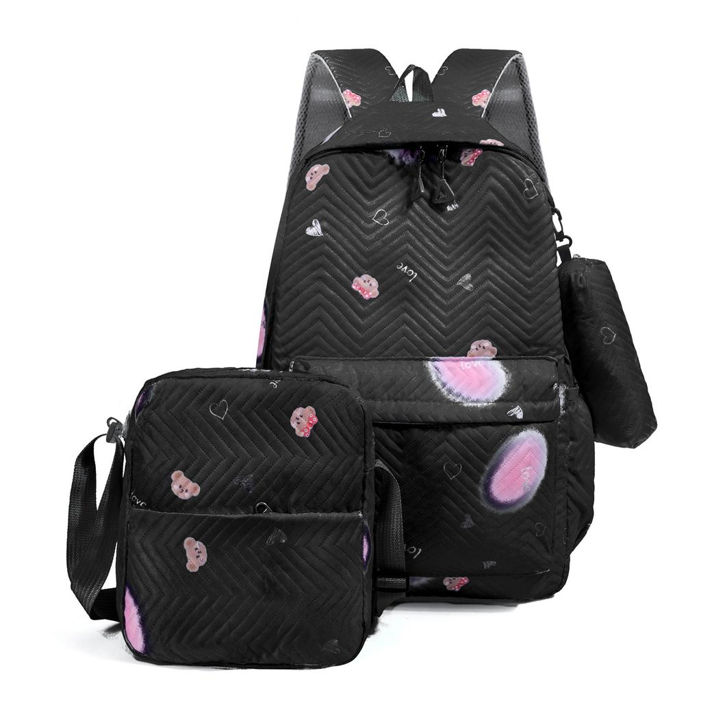 Primary School Backpack with Bear Pattern, Large Capacity Casual Daypack, Lightweight Children Shoulder Bag for Boys and Girls