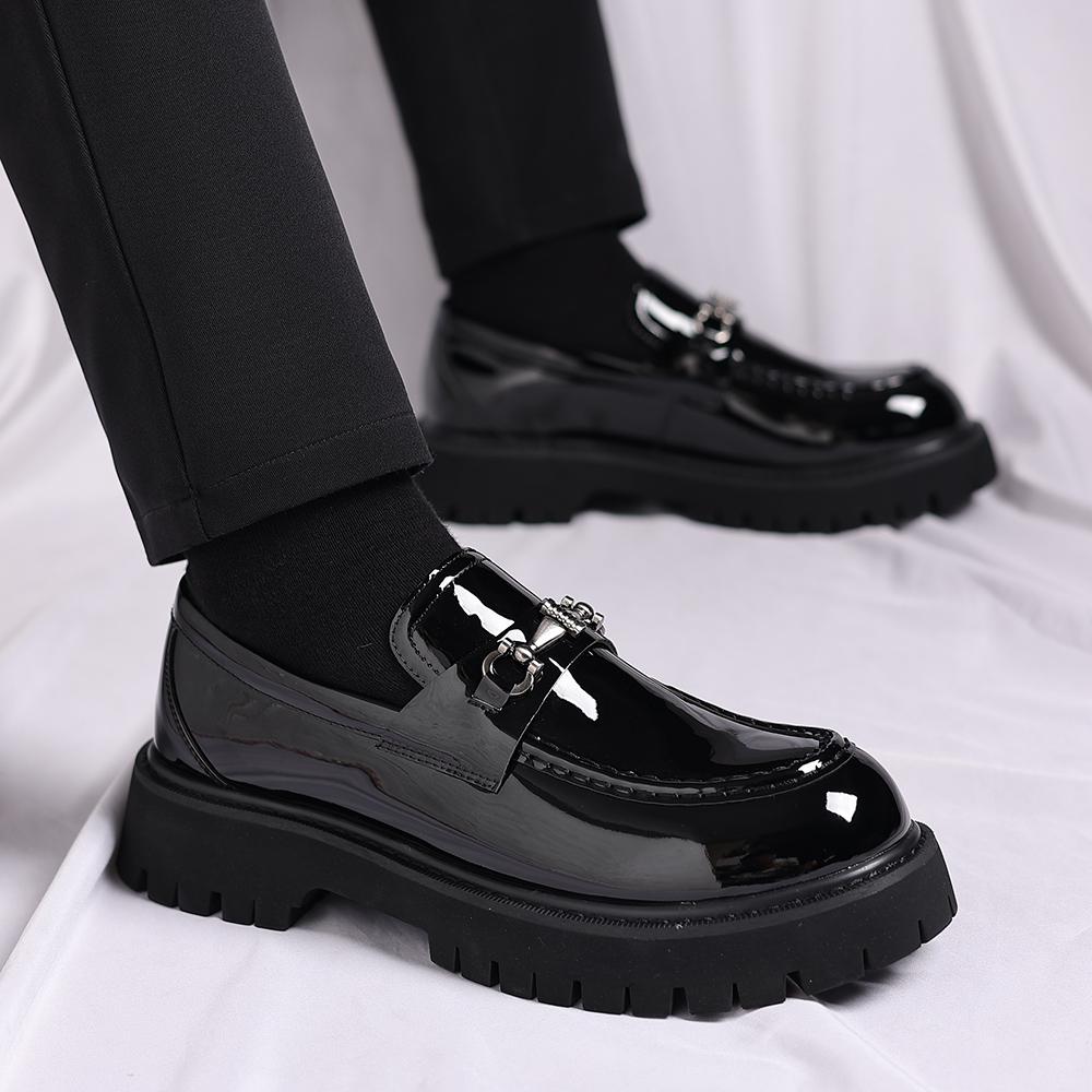 British Style Men Casual Leather Office Shoes Autumn Soft Leather Antiskid Business Loafers Comfy Thick Bottom Driving Shoes