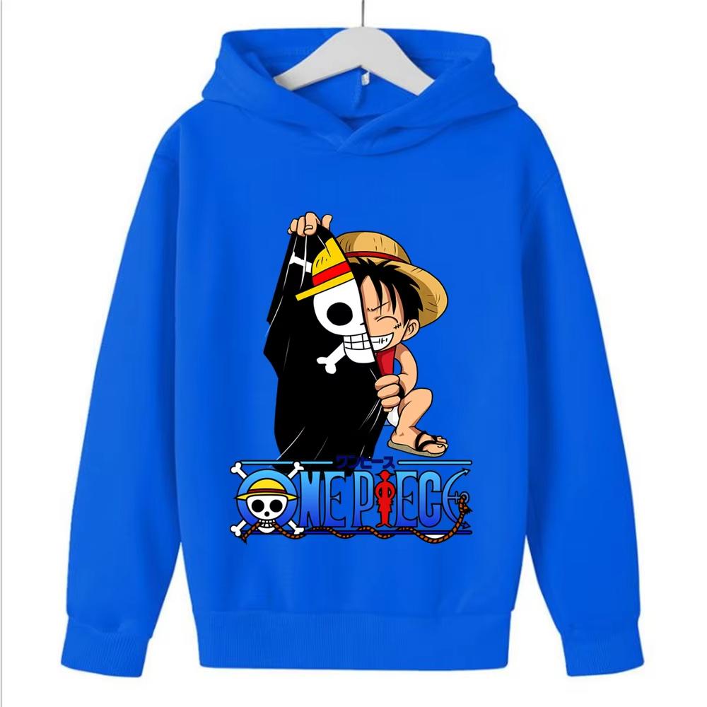 2026 New Anime One Piece Hoodies Kids Fashion Luffy Pullover Fashion Hoodie Sweats Kids Hip Hop Coat Boys Clothing Y2k