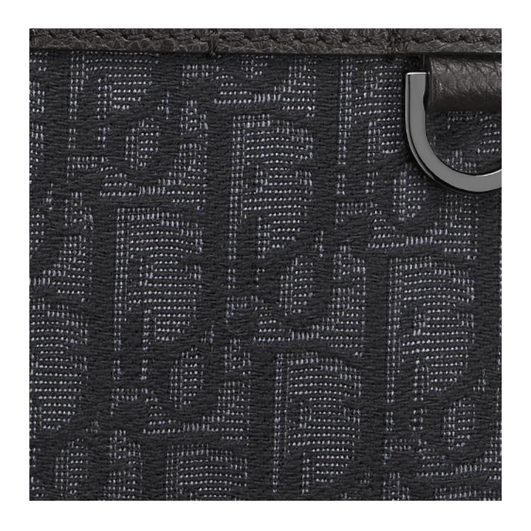 DIOR Oblique Printed Fabric With Grain Cow Leather Handbag, Shoulder Bag, Crossbody Bag Mini Mens Black
