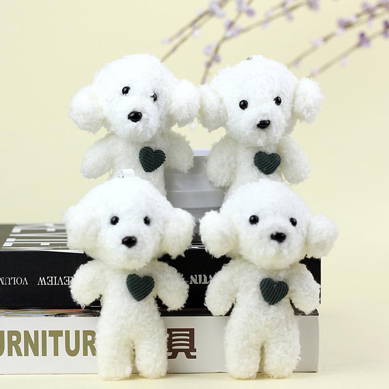 Cute Miniature Teddy Dog Plush Keyring Stuffed Poodle Toy Heart-shaped Puppy