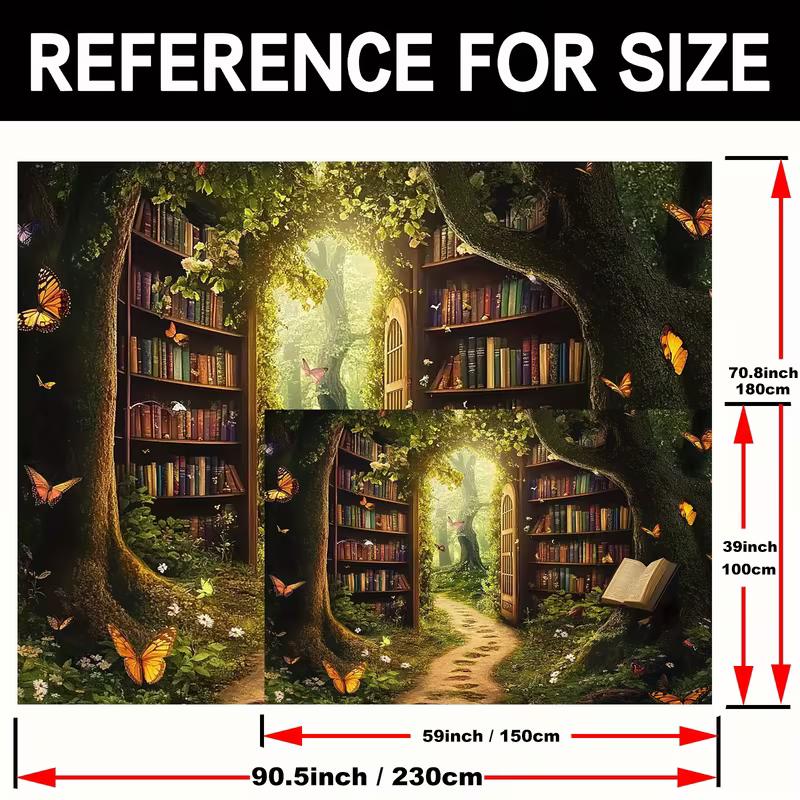 2D Whimsical Book & Butterfly Forest Photography Background