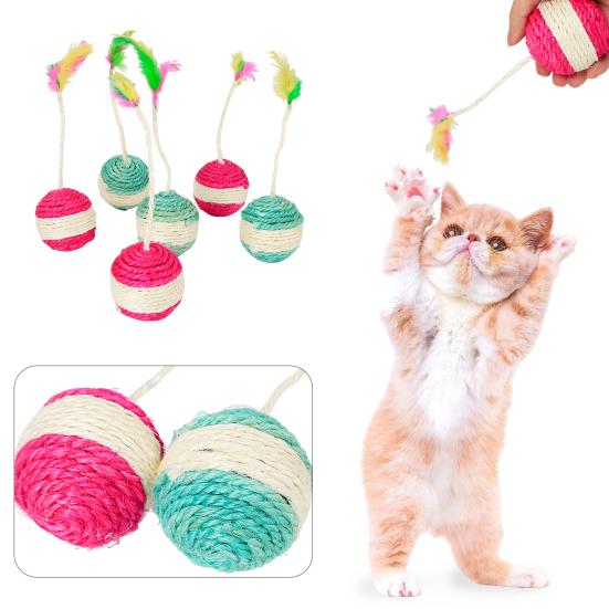 Cat Shuttlecock Toy Eye-catching Natural Materials Relieve Boredom Cat Kitten Feather Ball Teaser Toy