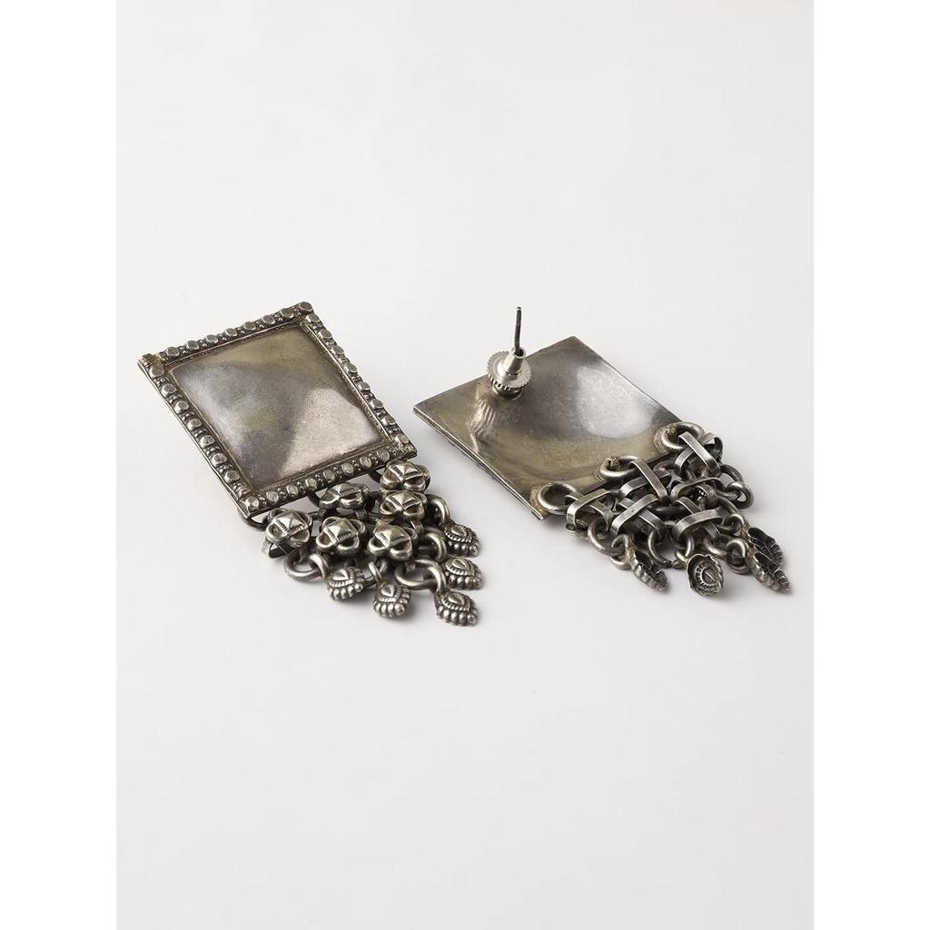 Окисленные серьги-гвоздики в стиле бохо Цвет-серебро, посеребрение для взрослых-женщин