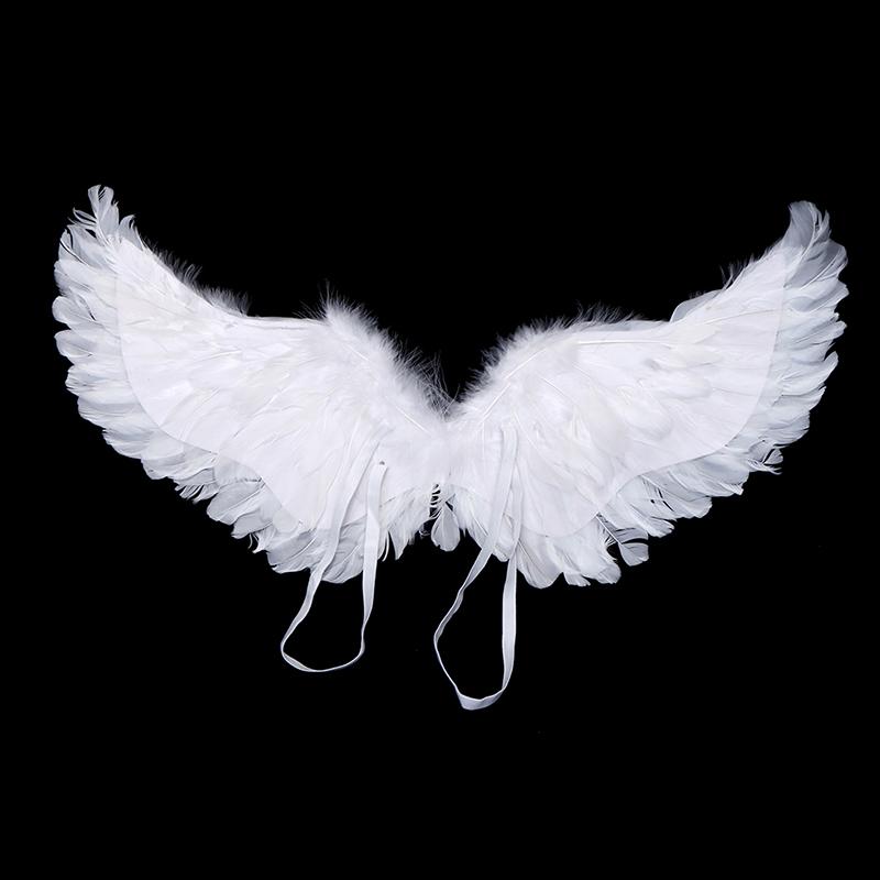 Swallow Shape White Angel Feather Wings With Elastic Straps For Kids Party Decor