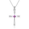 Fashion Jewelry Silver Plated S925 Silver Fashion Cross Purple Crystal Zircon Necklace