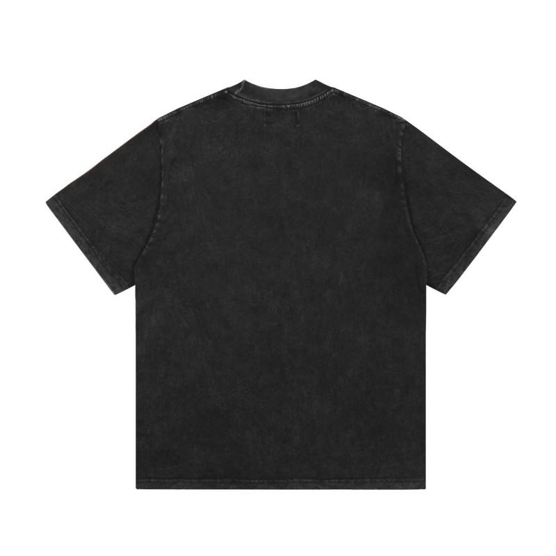 Liquid Metal Letter Print Loose Fit Cotton Tee Men Women Streetwear Casual Short Sleeve Round Neck T-Shirt