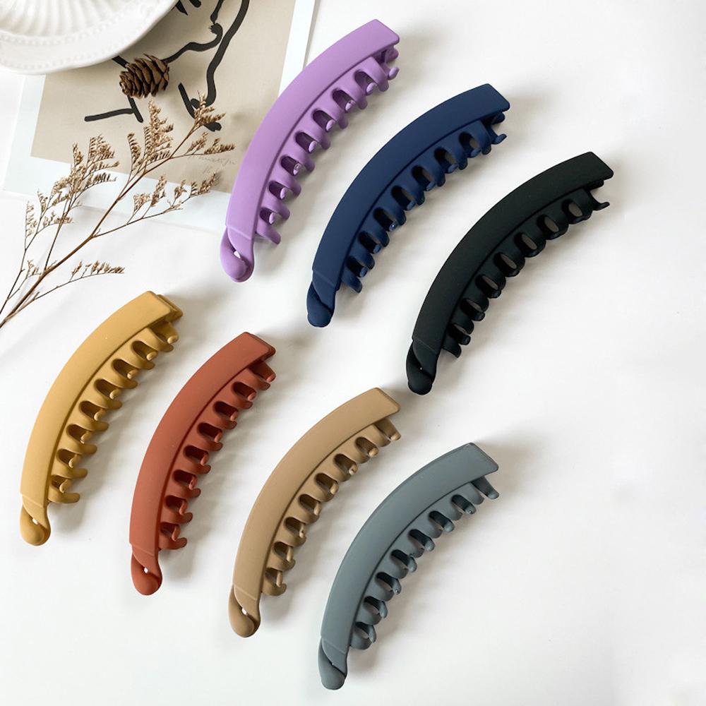 Fashion Gift Barrettes Hairpins Solid Color Hair Claws Ponytail Holder Hair Clips Banana Clip