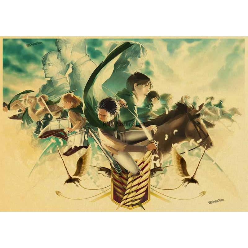 Винтажный классический аниме «Атака Титанов», сезон 4, постер, крафт-бумага, плакаты, настенный художественный декор, домашняя комната, бар, художественная роспись, настенные наклейки