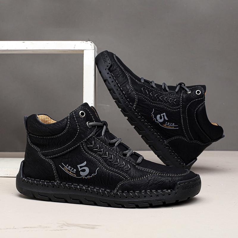 Новые зимние мужские ботинки из натуральной кожи ручной работы, уличный дизайн, кроссовки, мужские дышащие повседневные кожаные туфли, мужские ботильоны больших размеров