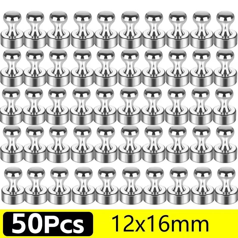 1/50X Металлический магнитный крючок-кнопка Сильный неодимовый магнитный канцелярский гвоздик Мощные магниты-кнопки для белой доски, холодильника, офиса, школы