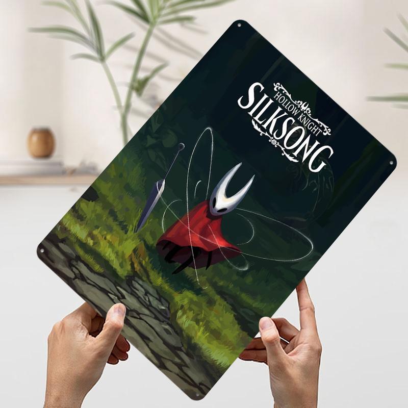 Hollow Knight Silksong Game Art Tinplate Poster Customized Wall Art Vintage Retro Metal Signs for Gaming Room Decoration Cozy