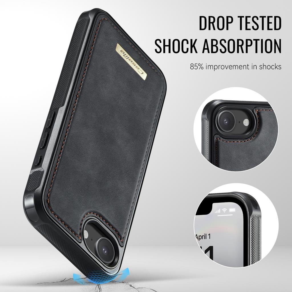 For iPhone 16e Magnetic Case CASEME ME80 Series Leather PC TPU Phone Cover with Detachable Wallet