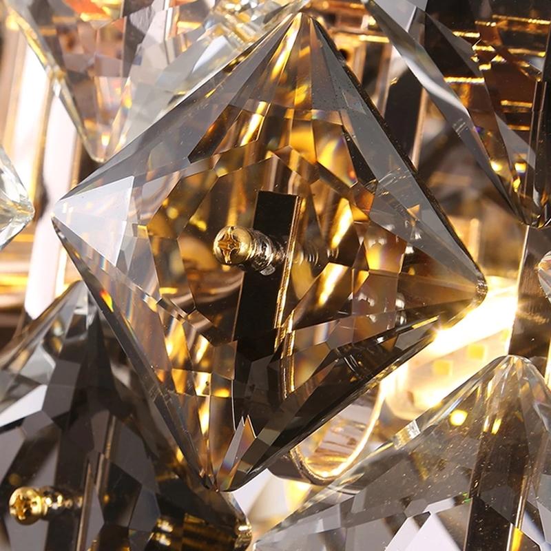 Золотая светодиодная хрустальная люстра для гостиной, спальни, отеля, виллы, круглые подвесные светильники, потолочная мебель для дома