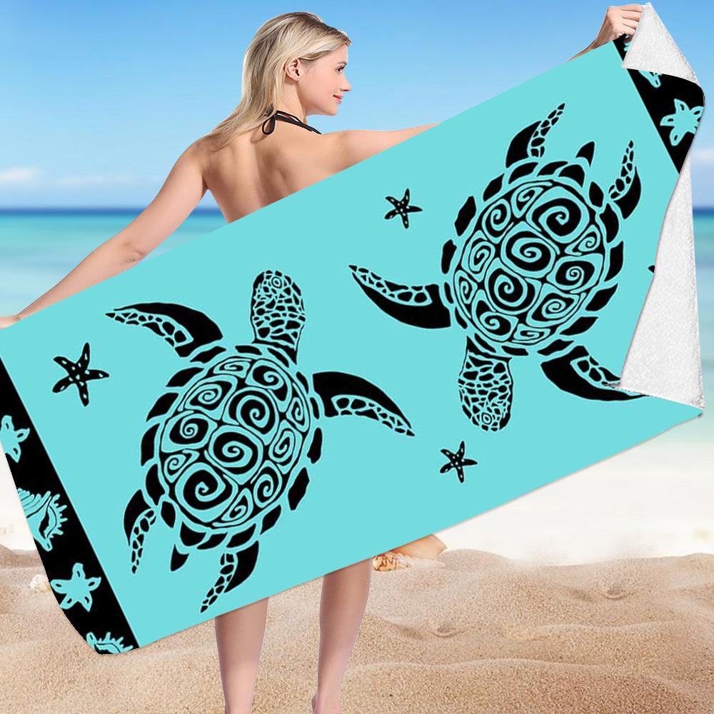 Turtle Beach Towel Microfiber Reversible Velvet Swimming Towel Versatile Square Towel