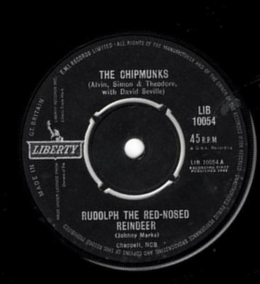 7-дюймовая пластинка CHIPMUNKS DAVID SEVILLE Rudolph The RedNosed Reindeer LIB10054 Liberty 1962 UK Поп Б/у