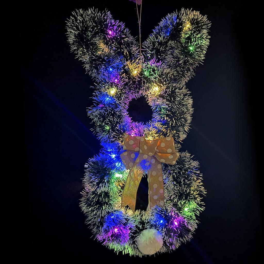 Easter Bunny-Themed Wreath Hanging Ornament. Cartoon Tail Faux Door Decoration