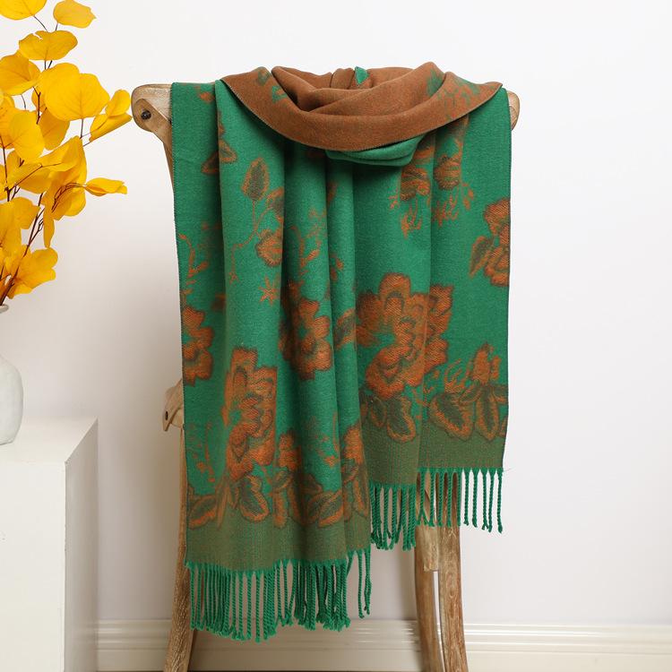 2024 Autumn And Winter New Thickened And Extended Cashmere Scarf Versatile Women'S Warm Neck Protection Scarf Double Sided Scarf Shawl