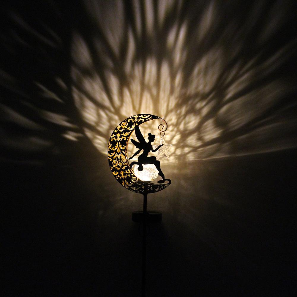 Солнечный колышек-светильник «Луна»: Декоративный железный фонарь для улицы, сада, двора и кемпинга