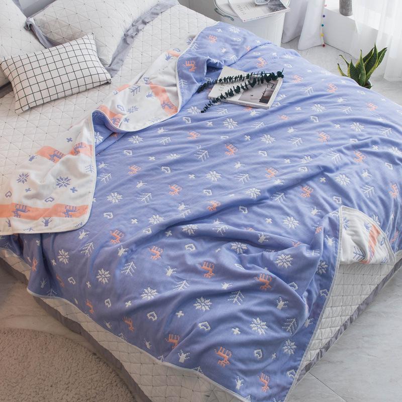 Мультяшное полностью хлопковое марлевое одеяло с 60 нитями, одинарное и двойное одеяло с кондиционером, летнее прохладное одеяло, универсальное всесезонное одеяло для обеда