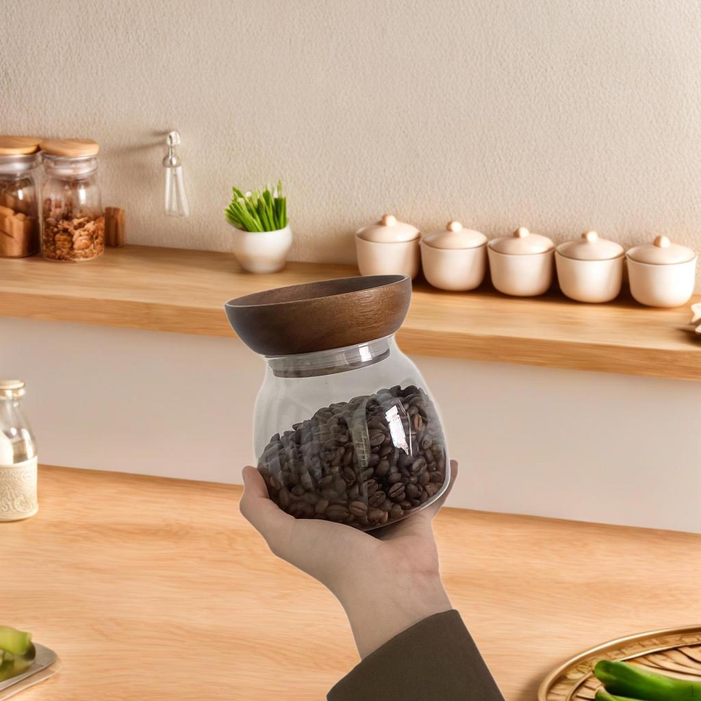 Прозрачная стеклянная банка для еды, кофейный модный контейнер для кухни