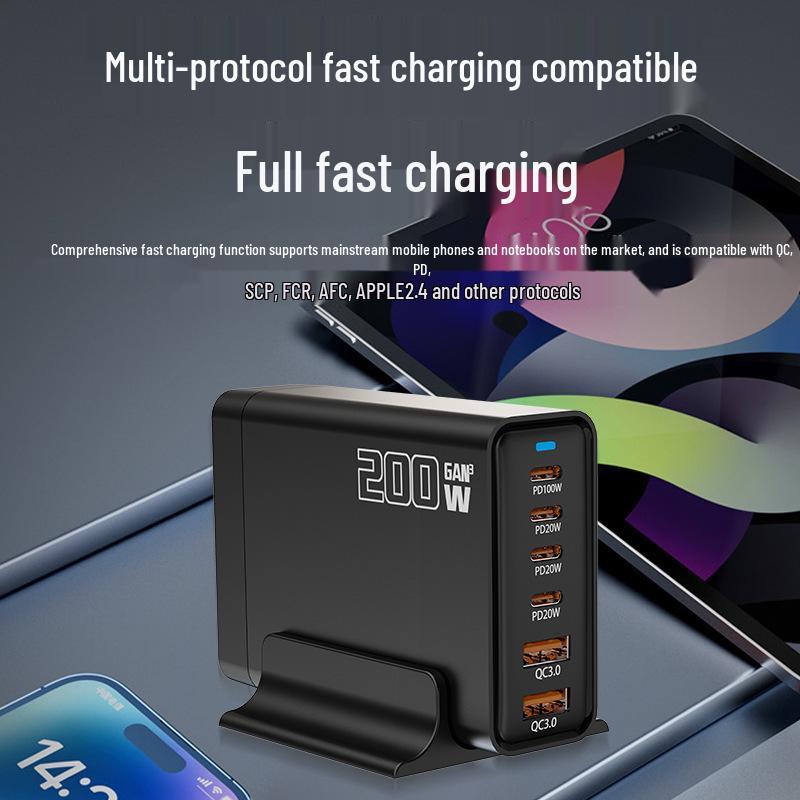 200W GaN Multi-Port PD Fast Charger with Smart Temperature Control