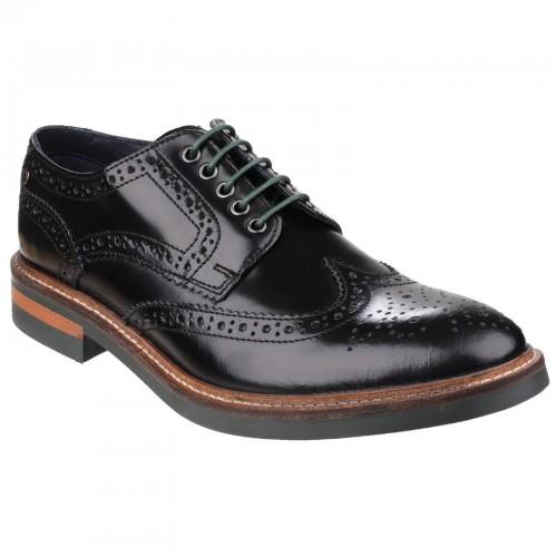BASE LONDON Mens Woburn Hi Shine Leather Brogue Shoe
