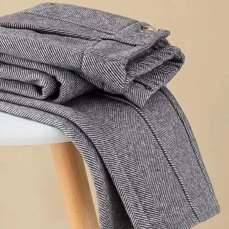 Брюки с высокой талией из смеси шерсти, женские зимние утолщенные шаровары с плюшевой подкладкой, повседневные теплые шерстяные брюки длиной до щиколотки