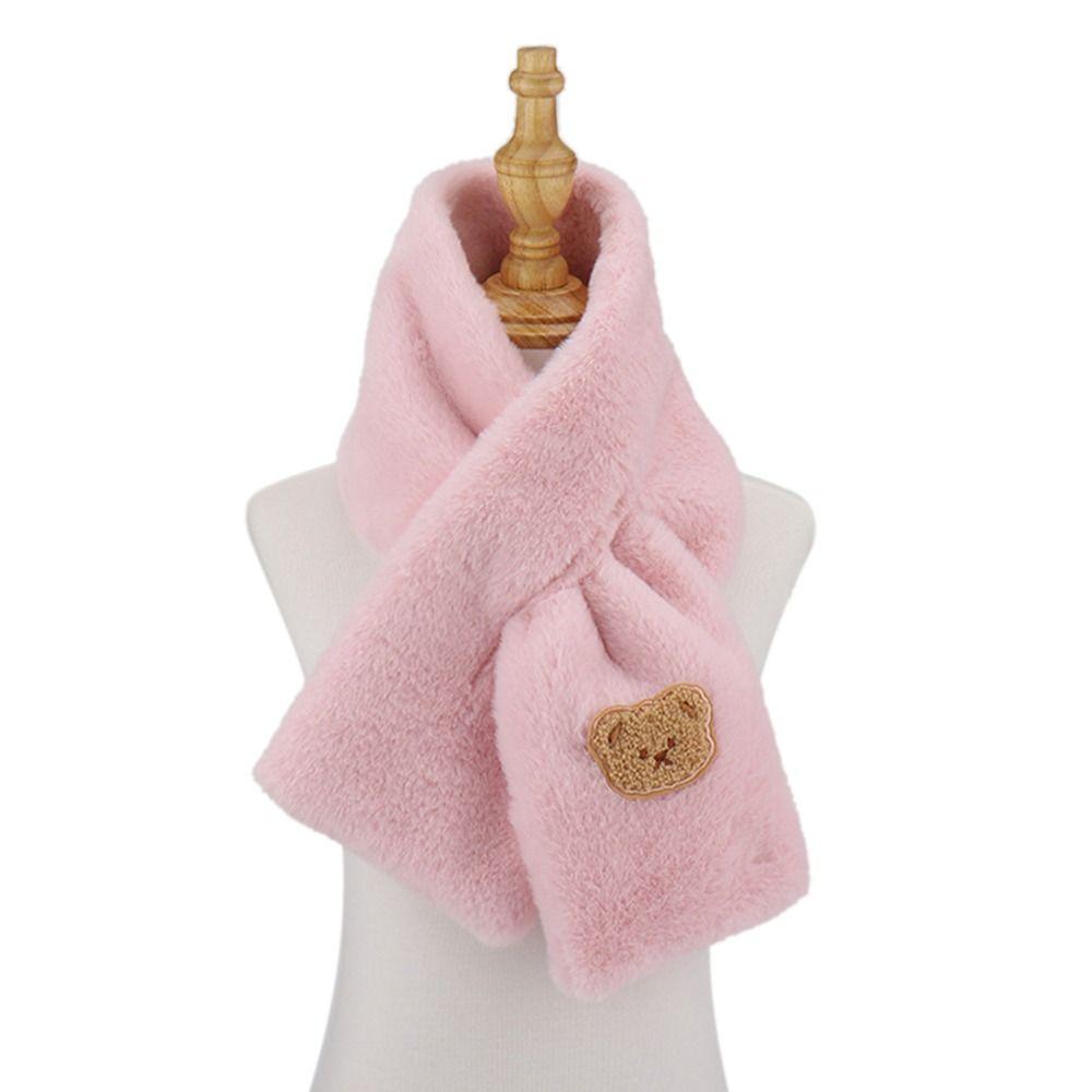 Women Faux Rabbit Fur Plush Shawl Neck Warmer Solid Color Cross Scarf Neckerchief Wrap