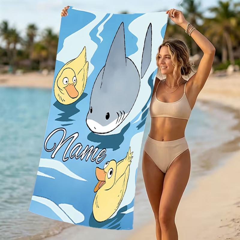 Customizable personalized beach towels Jeff the Land Shark themed designs.Suitable for the beach, yoga, sports;ideal as beach accessories