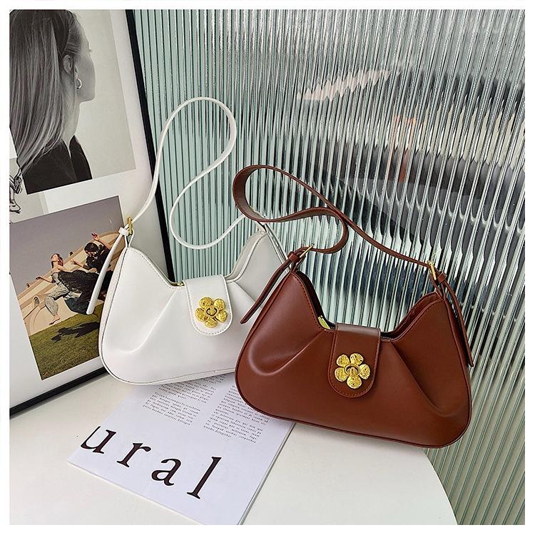 IELGY Плиссированная дорожная сумка под мышками, багетная сумка через плечо с цветочным замком