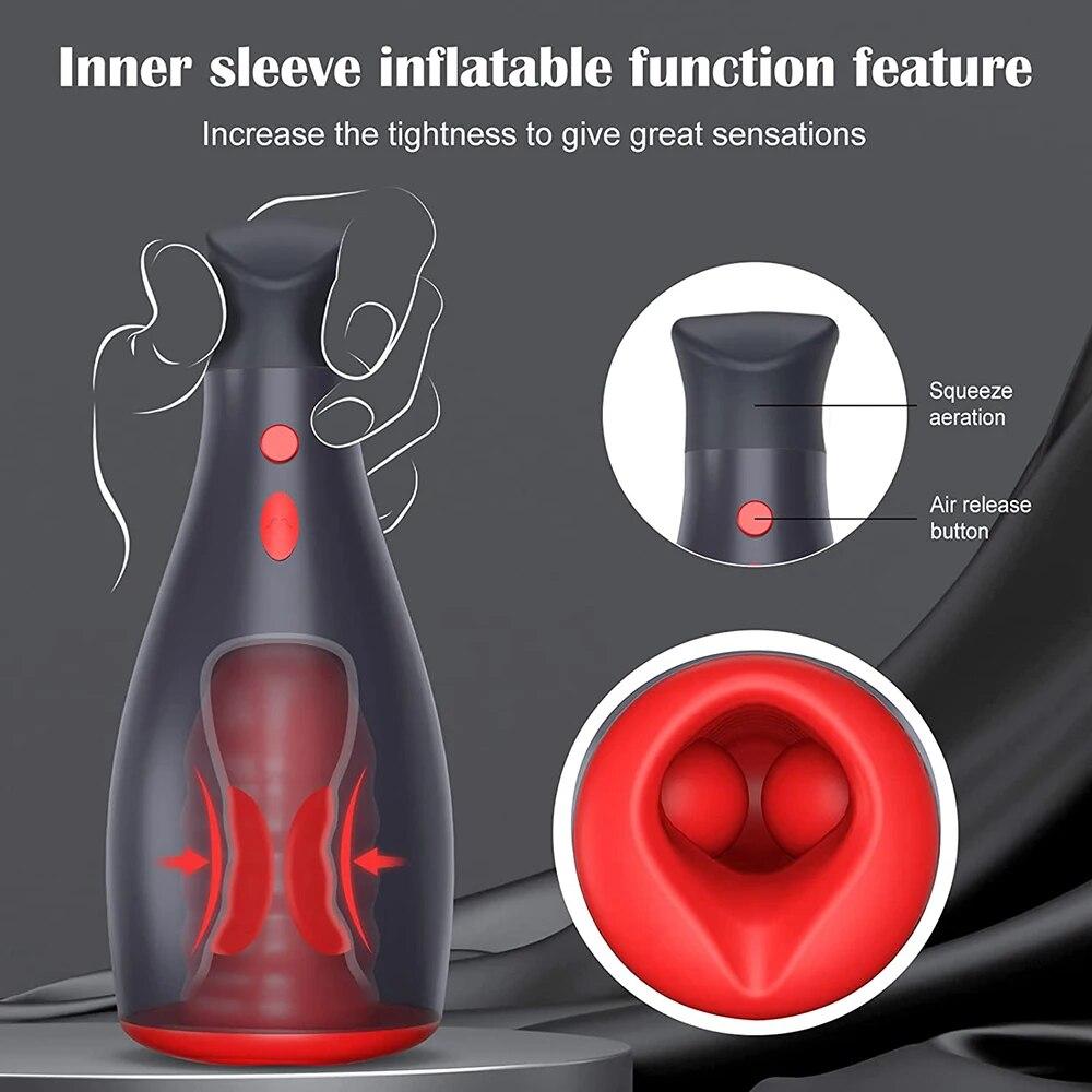 New Automatic Inflatable Male Masturbation Cup Clamping 7 Vibration Deep Throat Oral Sex Machine Adult Sex Toy Men's Penis Masturbation