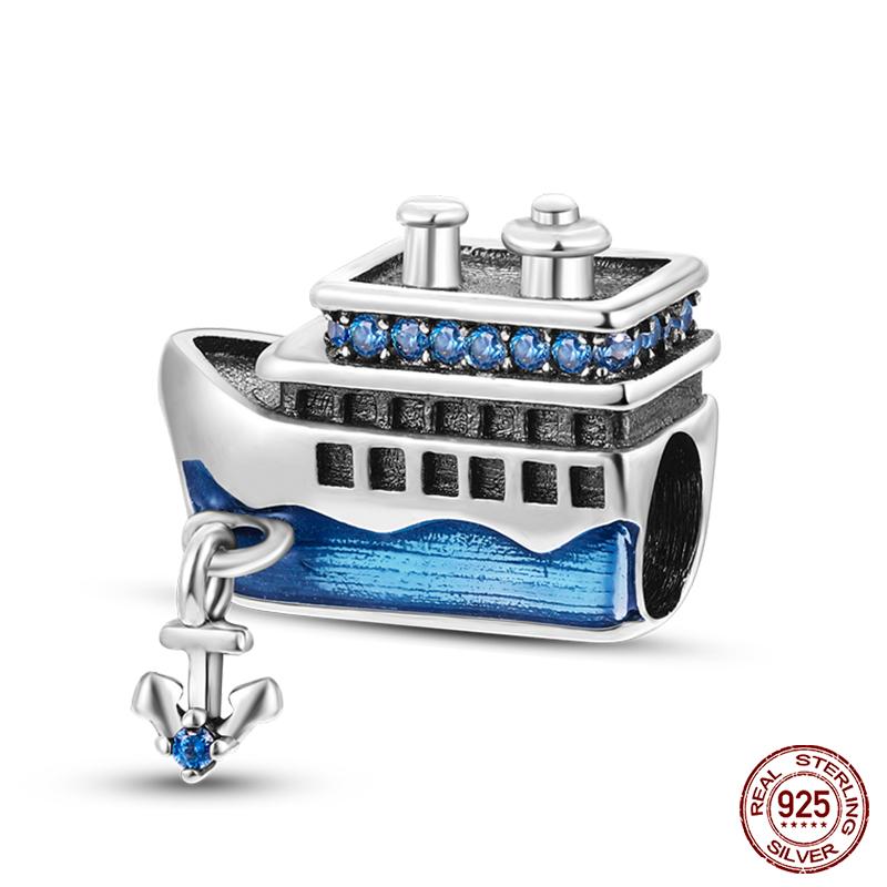 100% настоящие посеребренные бусины серии Ocean, черепаха, краб, русалка, подходят оригинальные браслеты «сделай сам», ювелирные изделия, подарки