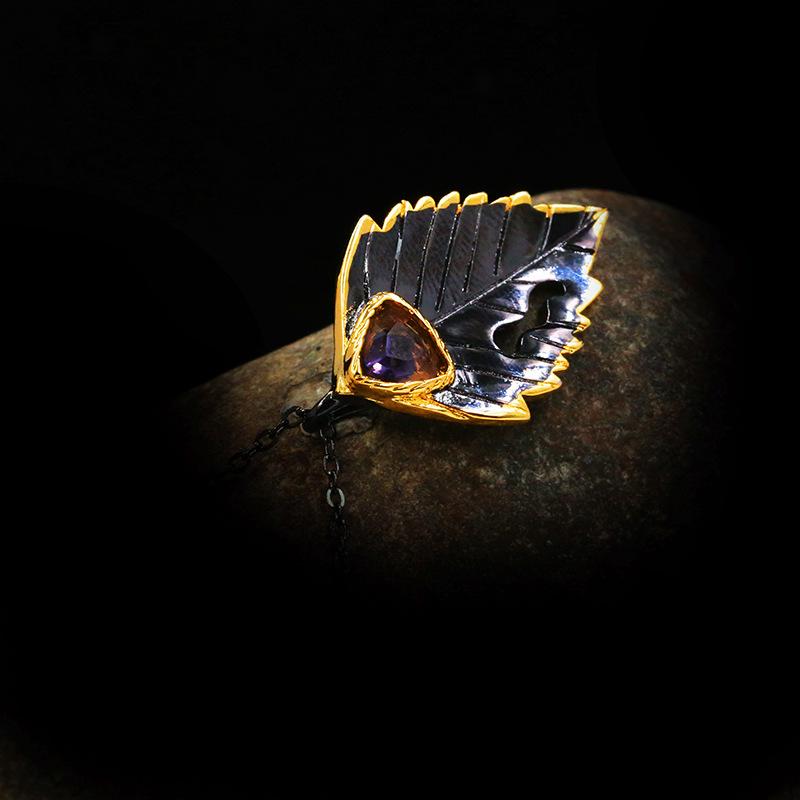 Бохо Готический Винтажный Лист Треугольник Циркон Подвеска Ожерелье Ключичная Цепочка Шарм Ювелирные Изделия Пожилая Леди 925 Ювелирные Изделия