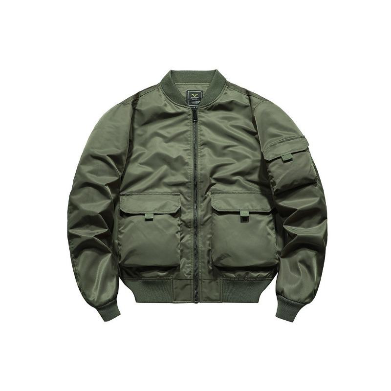 Куртка-бомбер MA1 мужская весенне-осенняя бейсбольная форма однотонная универсальная свободная трехмерная накладная мужская куртка