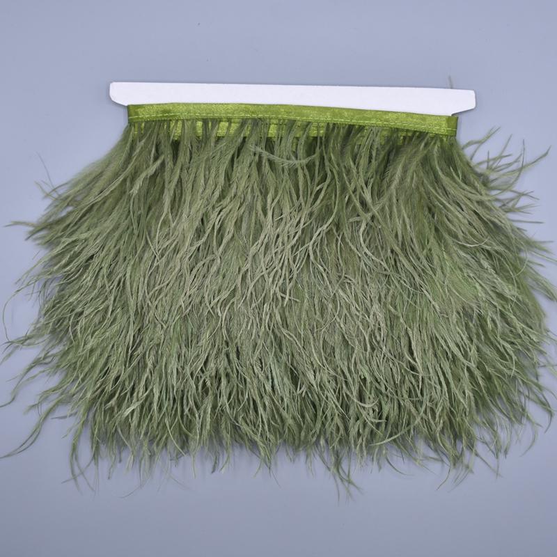 10Meters Colored Ostrich Feathers On Ribbon Trim 8-10Cm Skirt Fringe On Tape Ostrich Feather Trims Sewing Trimmings Decoration