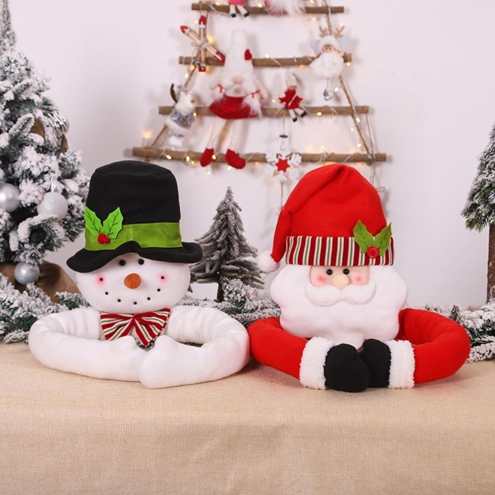 Festive Decor Christmas Tree Toppers Poseable Arms Christmas Tree Ornament Santa Snowman Hugger