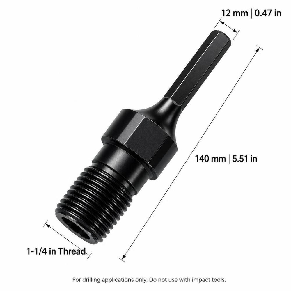 UNC 1 1/4 Thread Drill Bit Adapter 40Cr Steel Extension Rod Hex Shank Converter Concrete Coring