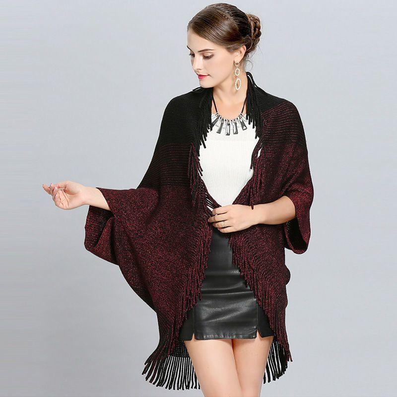 New Fashionable Fur Collar Thickened Warm Shawl Large Size Loose Knitted Cardigan Jacket Female