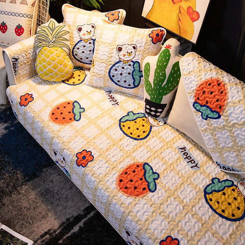Полностью хлопковая диванная подушка, всесезонная универсальная ткань, противоскользящая ткань из чистого хлопка, скандинавский минимализм, спинка «Благородная принцесса», чехол для полотенца, милый мультфильм